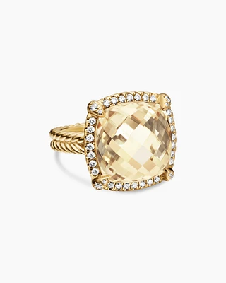 Chatelaine® Pavé Bezel Ring 18K Yellow Gold with Champagne Citrine and Diamonds, 14mm