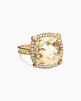 Chatelaine® Pavé Bezel Ring 18K Yellow Gold with Champagne Citrine and Diamonds, 14mm