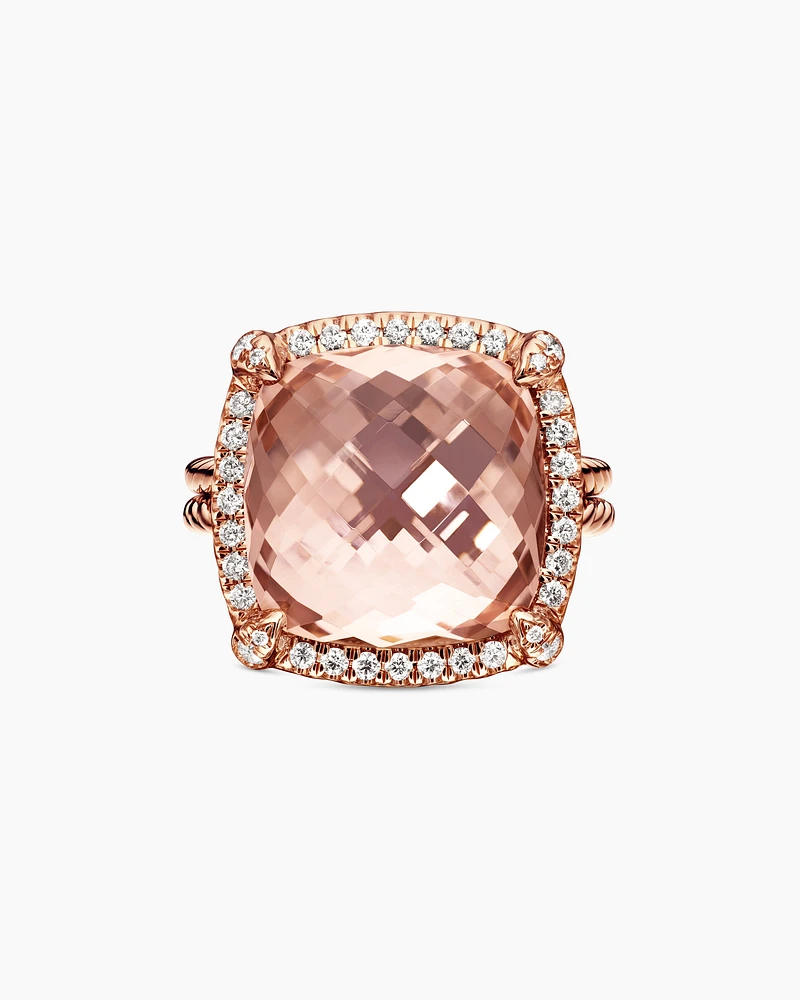 Chatelaine® Pavé Bezel Ring 18K Rose Gold with Morganite and Diamonds