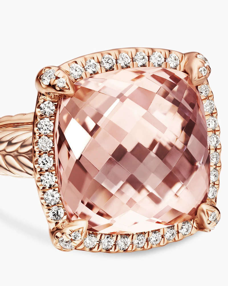 Chatelaine® Pavé Bezel Ring 18K Rose Gold with Morganite and Diamonds