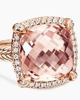 Chatelaine® Pavé Bezel Ring 18K Rose Gold with Morganite and Diamonds