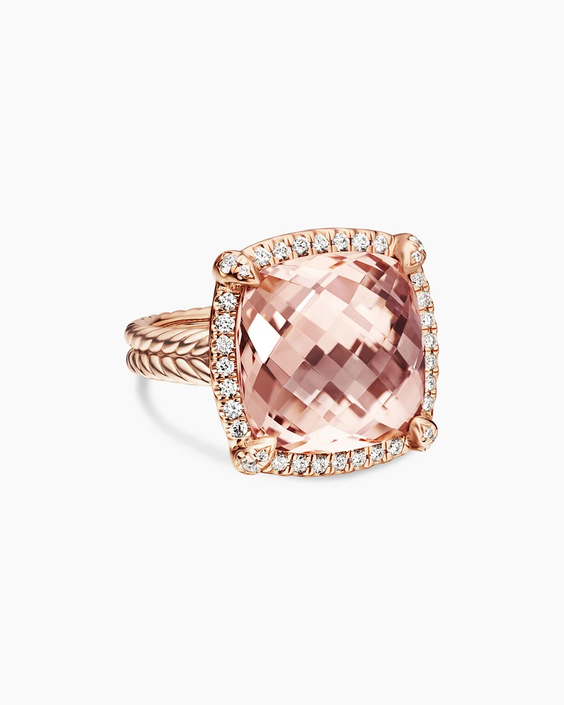 Chatelaine® Pavé Bezel Ring 18K Rose Gold with Morganite and Diamonds