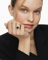 Chatelaine® Pavé Bezel Ring Sterling Silver with Black Onyx and Diamonds, 9mm