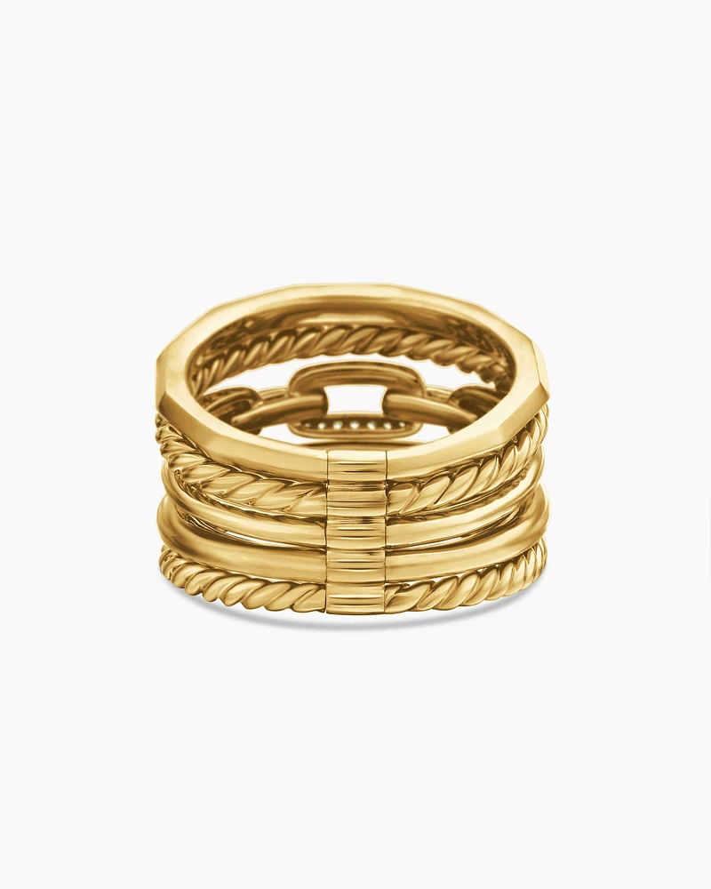 Stax Five Row Ring 18K Yellow Gold with Diamonds, 15mm