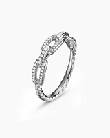 Stax Chain Link Ring 18K White Gold with Diamonds, 4.5mm