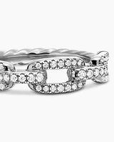 Stax Chain Link Ring 18K White Gold with Diamonds, 4.5mm