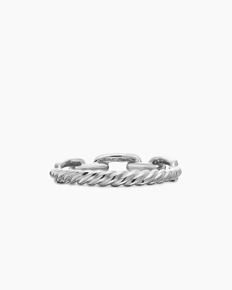 Stax Chain Link Ring 18K White Gold with Diamonds, 4.5mm