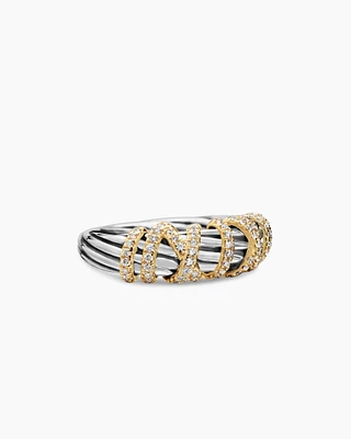 Helena Ring Sterling Silver with 18K Yellow Gold and Diamonds