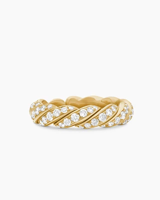Sculpted Cable Flex Band Ring 18K Yellow Gold with Diamonds, 5mm