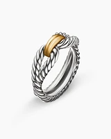 Cable Loop Band Ring Sterling Silver with 18K Yellow Gold, 7mm