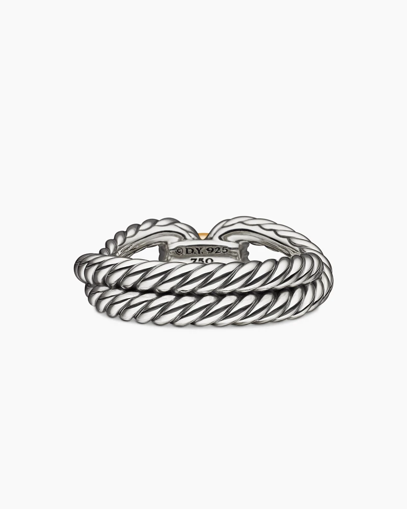 Cable Loop Band Ring Sterling Silver with 18K Yellow Gold, 7mm