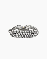 Cable Loop Band Ring Sterling Silver with 18K Yellow Gold, 7mm