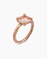 Petite Chatelaine® Pavé Bezel Ring 18K Rose Gold with Morganite and Diamonds, 7mm