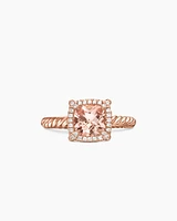 Petite Chatelaine® Pavé Bezel Ring 18K Rose Gold with Morganite and Diamonds, 7mm