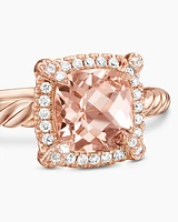 Petite Chatelaine® Pavé Bezel Ring 18K Rose Gold with Morganite and Diamonds, 7mm