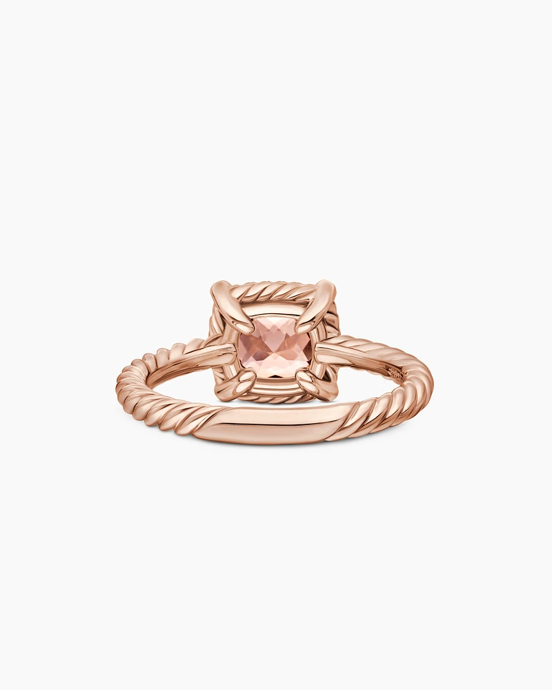 Petite Chatelaine® Pavé Bezel Ring 18K Rose Gold with Morganite and Diamonds, 7mm