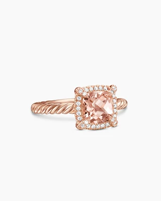Petite Chatelaine® Pavé Bezel Ring 18K Rose Gold with Morganite and Diamonds, 7mm