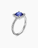 Petite Chatelaine® Pavé Bezel Ring 18K White Gold with Tanzanite and Diamonds, 7mm