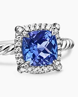Petite Chatelaine® Pavé Bezel Ring 18K White Gold with Tanzanite and Diamonds, 7mm
