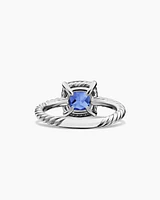 Petite Chatelaine® Pavé Bezel Ring 18K White Gold with Tanzanite and Diamonds, 7mm