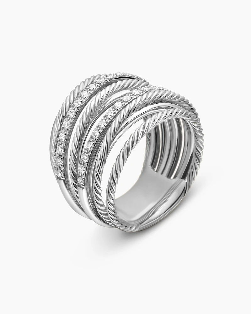Crossover Ring Sterling Silver with Diamonds