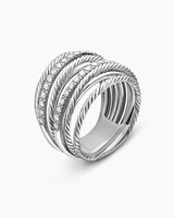 Crossover Ring Sterling Silver with Diamonds