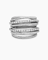 Crossover Ring Sterling Silver with Diamonds