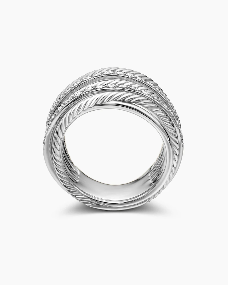 Crossover Ring Sterling Silver with Diamonds