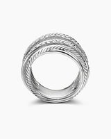 Crossover Ring Sterling Silver with Diamonds