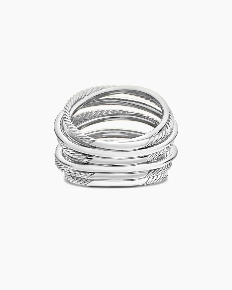 Crossover Ring Sterling Silver with Diamonds