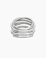Crossover Ring Sterling Silver with Diamonds