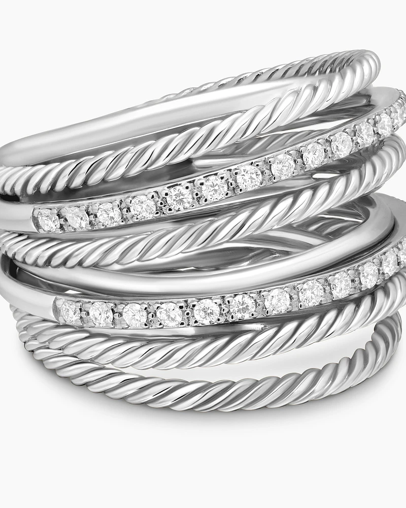 Crossover Ring Sterling Silver with Diamonds