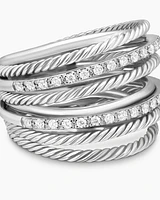Crossover Ring Sterling Silver with Diamonds