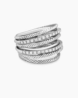 Crossover Ring Sterling Silver with Diamonds