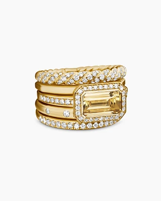 Stax Statement Ring 18K Yellow Gold with Champagne Citrine and Diamonds, 22mm