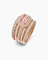 Stax Five Row Ring 18K Rose Gold with Morganite and Diamonds, 22mm