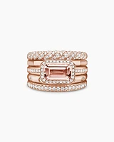 Stax Five Row Ring 18K Rose Gold with Morganite and Diamonds, 22mm
