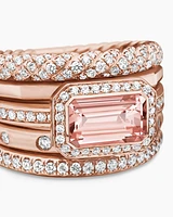 Stax Five Row Ring 18K Rose Gold with Morganite and Diamonds, 22mm