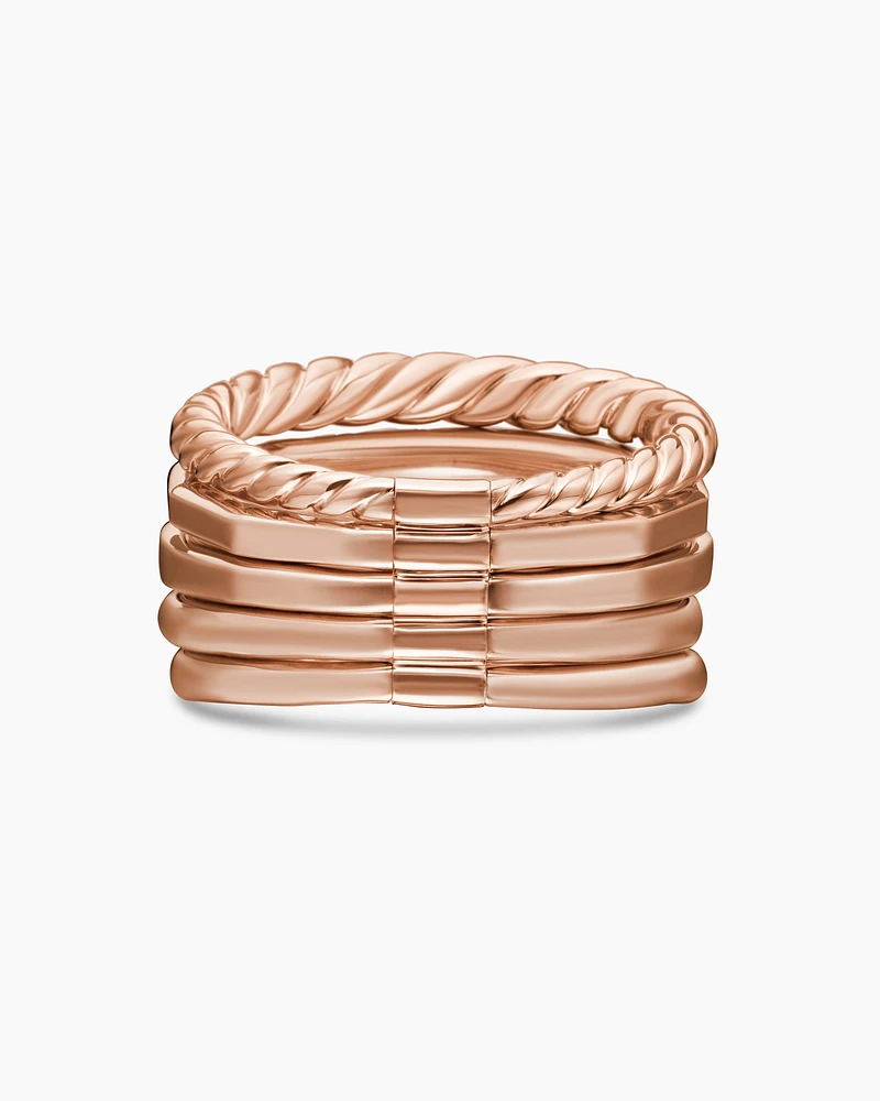 Stax Five Row Ring 18K Rose Gold with Morganite and Diamonds, 22mm