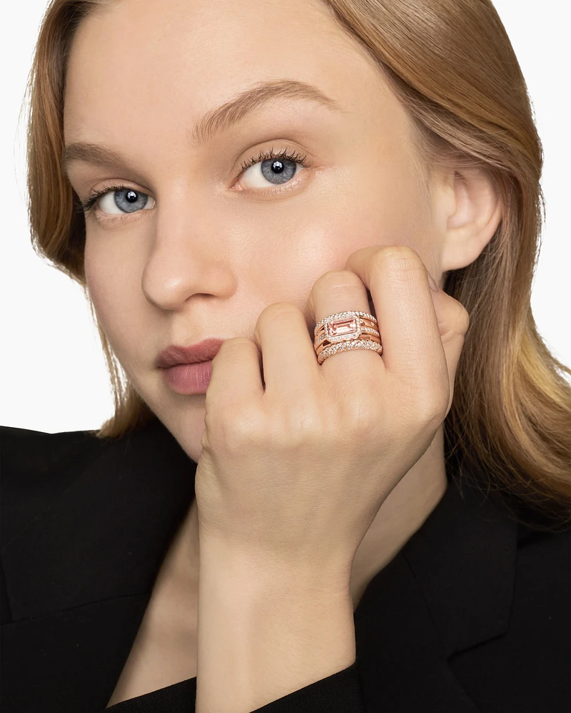 Stax Five Row Ring 18K Rose Gold with Morganite and Diamonds, 22mm