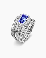 Stax Five Row Ring 18K White Gold with Tanzanite and Diamonds, 22mm