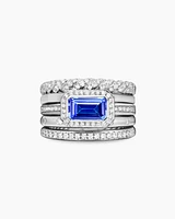 Stax Five Row Ring 18K White Gold with Tanzanite and Diamonds, 22mm
