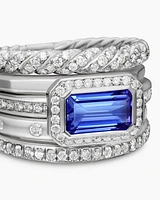 Stax Five Row Ring 18K White Gold with Tanzanite and Diamonds, 22mm
