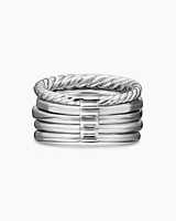Stax Five Row Ring 18K White Gold with Tanzanite and Diamonds, 22mm