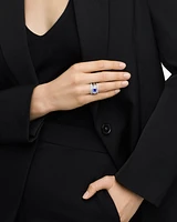 Stax Five Row Ring 18K White Gold with Tanzanite and Diamonds, 22mm