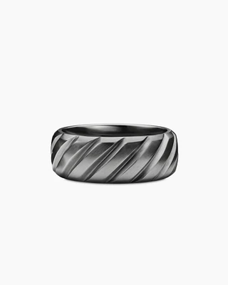 Modern Cable Band Ring Grey Titanium, 9mm