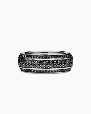 Streamline® Bevelled Band Ring 18K White Gold with Black Diamonds, 8.5mm