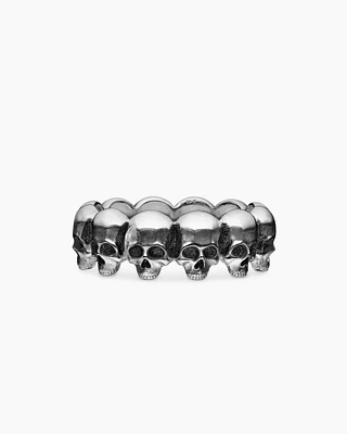 Memento Mori Skull Band Ring Sterling Silver, 8.5mm