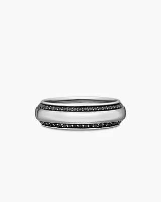 Bevelled Band Ring 18K White Gold with Black Diamonds