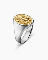 Petrvs® Bee Pinky Ring Sterling Silver with 18K Yellow Gold, 15.5mm